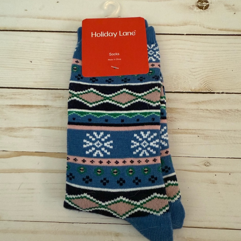 Macy's Festive Blue and Pink Socks